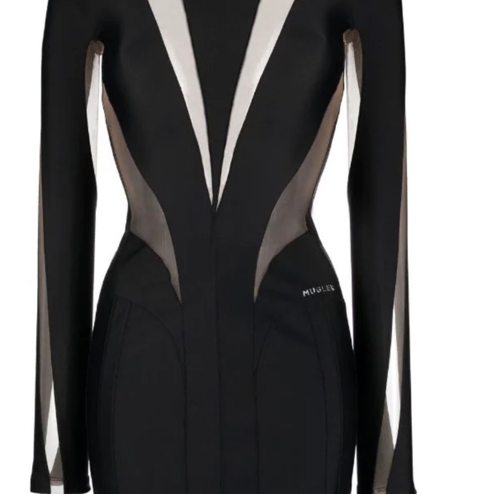 Mugler Illusion tulle-paneled stretch-jersey mini dress size 38 worn once